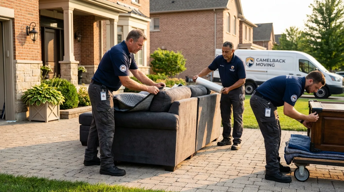 Large estate moving crew wrapping furniture in Estancia, NM