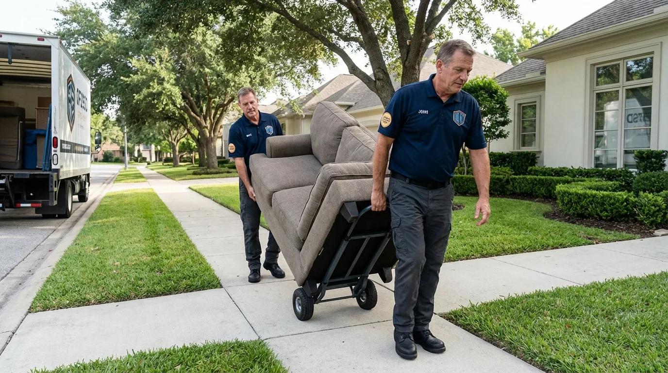 Local residential moving crew loading furniture in Estancia, NM